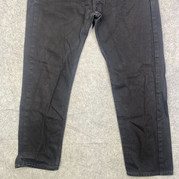 Levis 505 Jeans Mens 36x32 Black Regular Fit Straight Leg Dark Wash Denim Cotton - Picture 3 of 11